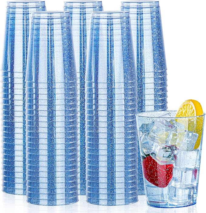 DaYammi 100 Pack Blue Plastic Cups 10 oz Disposable Cups Tumblers, Elegant Blue by DaYammiwillaccompanyyou