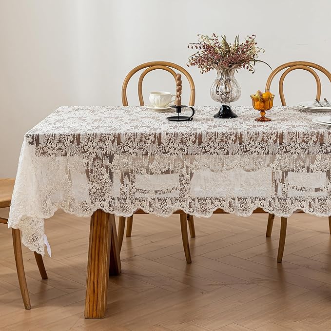 Lace Embroidered Tablecloth. Rectangle Lace Vintage Tablecloth Dustproof Table - Image 9