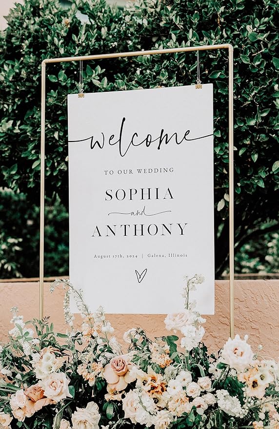 Welcome Wedding Sign Personalized, Personalized Wedding Welcome Sign Minimalist - Image 2