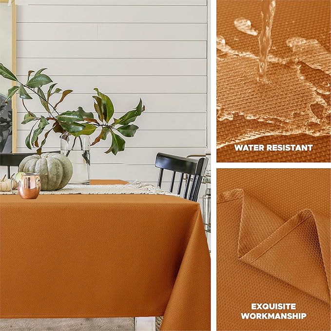 Biscaynebay Fall Tablecloth Textured Fabric Square Tablecloths 70x70 Inch - Image 2