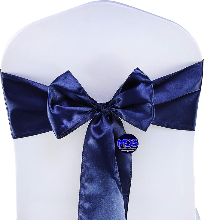 MDS Pack of 25 PCS Satin Chair Sashes Charmeuse Sateen Dining Chair Bows Ribbon - Image 3