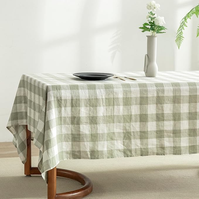 EVERLY 100% Yarn-Dyed Linen Rectangle Tablecloths 60x108Inches - Image 2