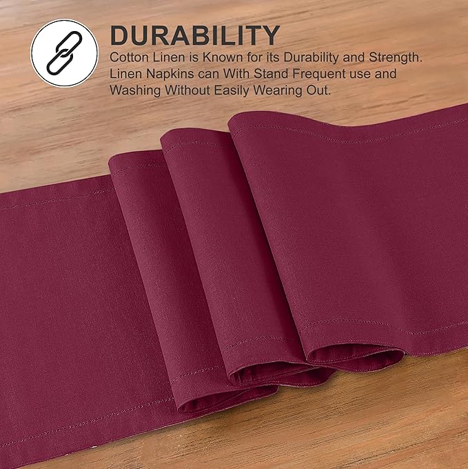 Ruvanti Linen Table Runner 72 Inches, Classic Hemstitch, Non-Slipping, Stain - Image 3