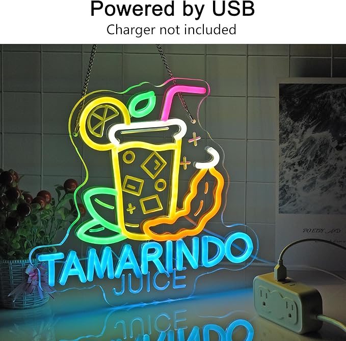 CNBEYOUNG Tamarindo Juice Neon Sign, Neon Lights Hanging Wall Art Decoration - Image 2