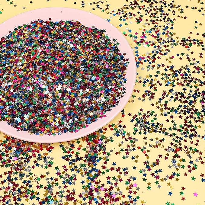 STEFORD 150g Rainbow Star Confetti, 6mm Multicolor Star Glitter Metallic Sequin - Image 5