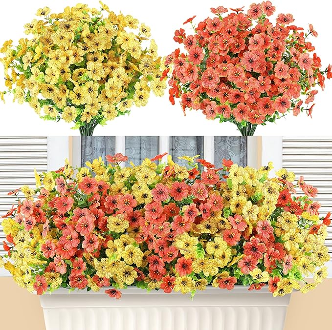 AmyHomie 16 Bundles Artificial Flowers by AmyHomie