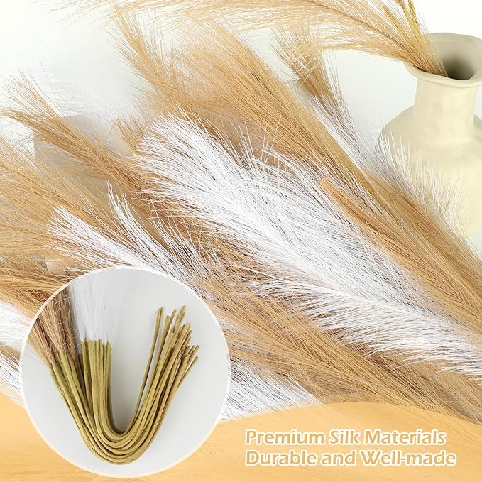 60 Pcs Brown Pampas Grass Decor 21.7 Inch Faux Pampas Grass Bulk Artificial - Image 4