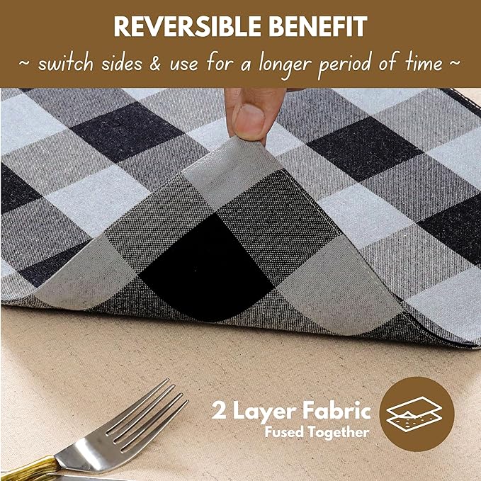 Native Fab Table Runner Buffalo Check Plaid 100% Cotton - Image 5
