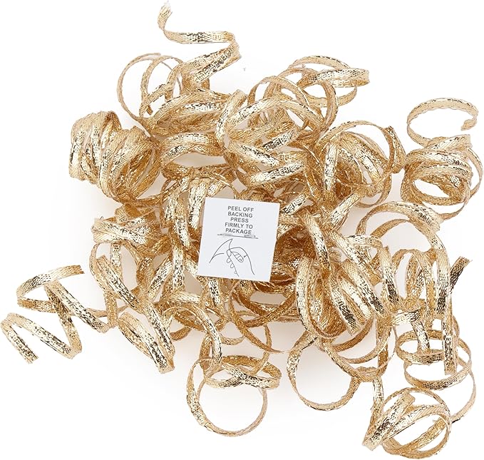 6" Metallic Champagne Christmas Curly Ribbon Bows - Image 8