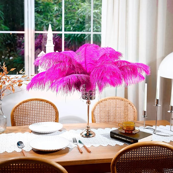 Fuchsia Large Ostrich Feathers Bulk- 16-18 inches 10pcs - Image 5