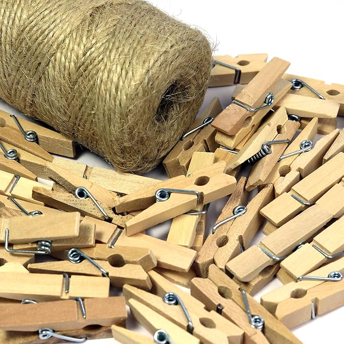 Mini Natural Wooden Clothespins, 1.4 Inch Photo Paper Peg Pin Craft Clips - Image 4