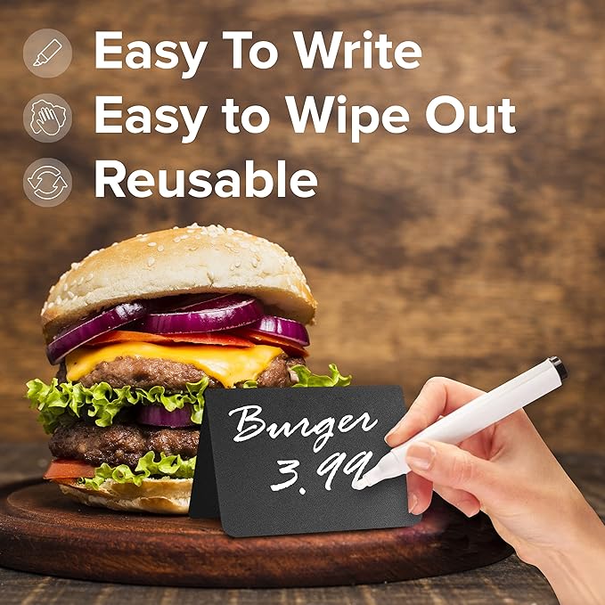 30 Pack Chalkboard Table Tents 4x3 – Reusable Food Labels - Image 3