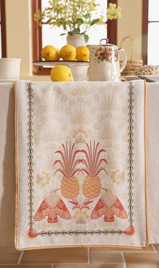 patdrea Designer Tropical Linen Table Runner 102 Inch Long, Decoration - Image 8