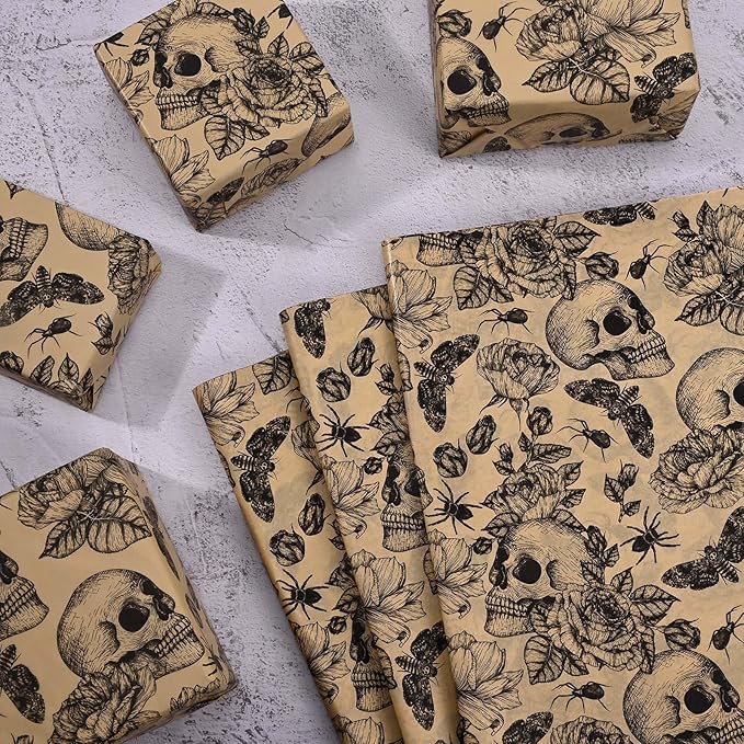 100 Sheets 20 * 14 Inches Vintage Halloween Tissue Paper Kraft Gothic Floral - Image 7
