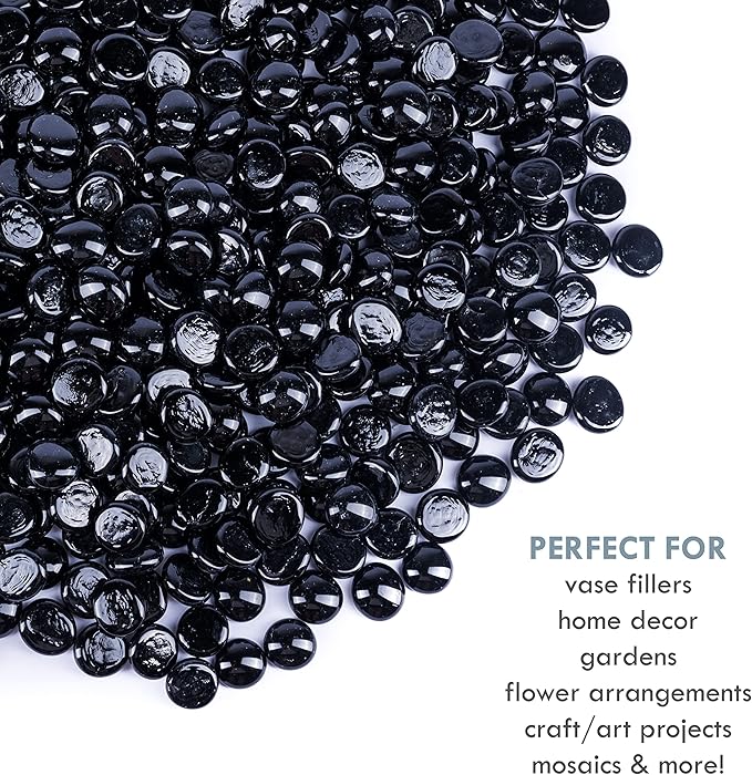 Galashield Flat Glass Marbles for Vases Black Glass Gems Beads Pebbles Vase - Image 2