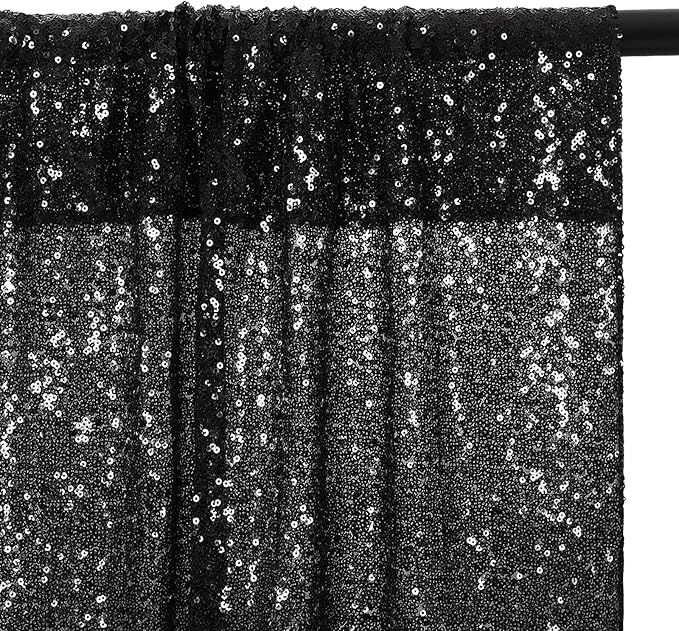 Eternal Beauty Black Sequin Backdrop, 8x8 Ft Halloween Glitter Background - Image 9