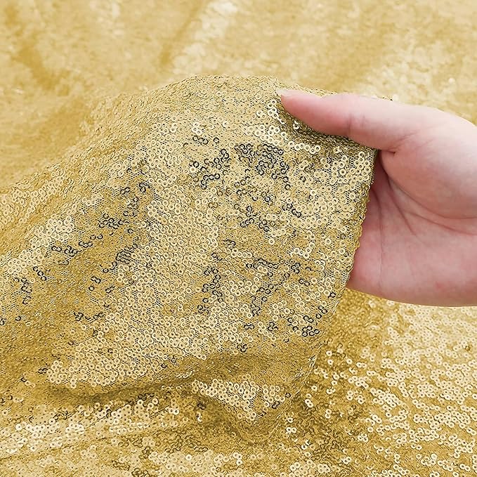 Sugargirl Gold Sequin Backdrop Curtain 2 Panels 2FTx8FT Glitter Gold Background - Image 5