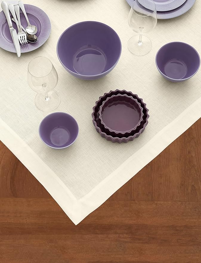 Solino Home Linen Ivory Tablecloth 52 x 52 Inch - Image 4
