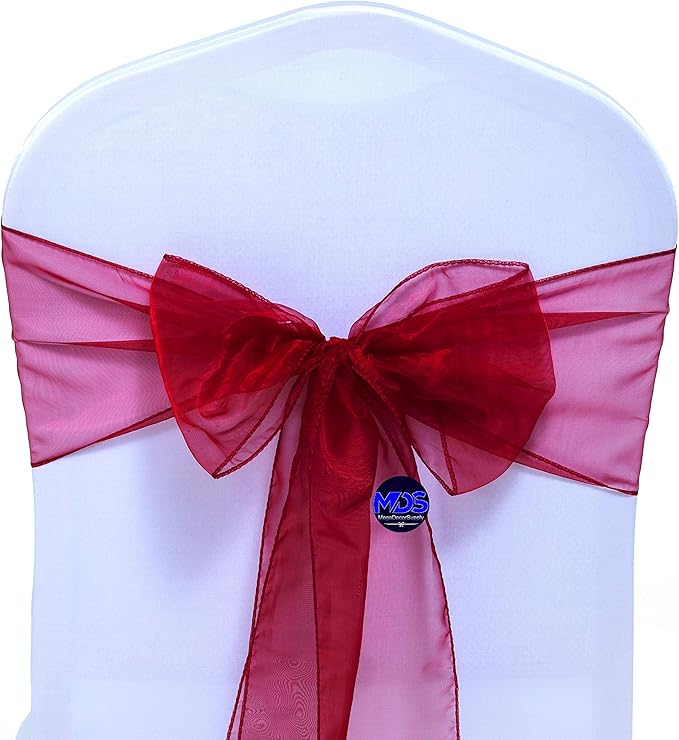 MDS Pack of 50 PCS Organza Chair Sashes Wider Dining Chair Bows Ribbon Tie Back - Image 3
