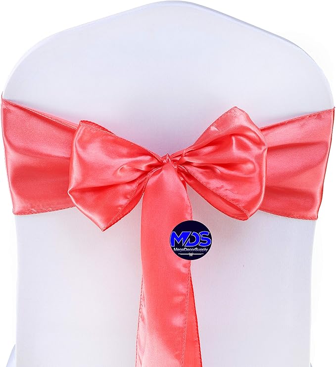 MDS Pack of 50 PCS Satin Chair Sashes Charmeuse Sateen Dining Chair Bows Ribbon - Image 2