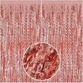 Rose Gold Tinsel Foil Fringe Curtains Wavy Backdrop by BOMSI