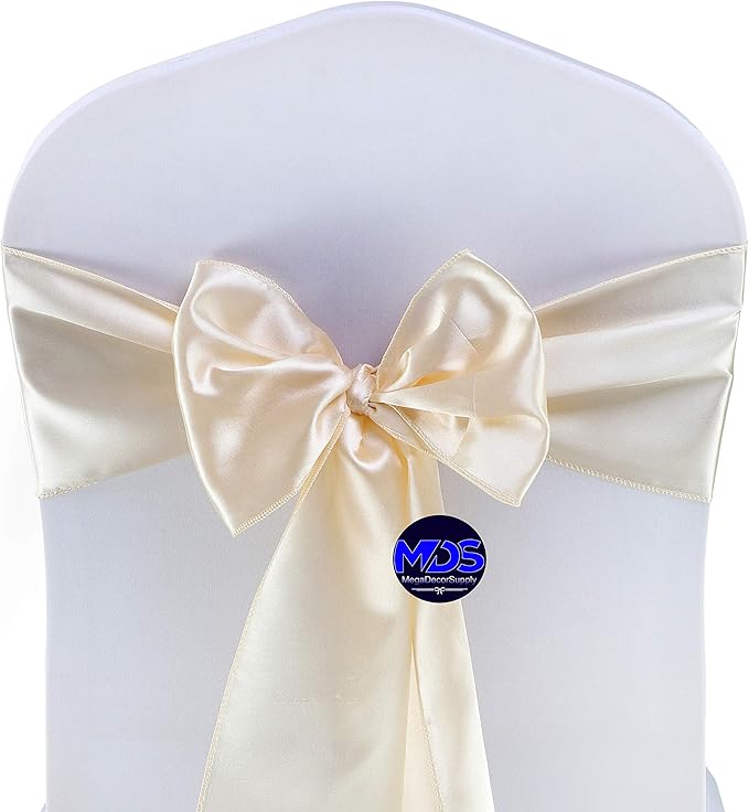 MDS Pack of 50 PCS Satin Chair Sashes Charmeuse Sateen Dining Chair Bows Ribbon - Image 2