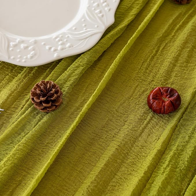 3pcs Moss Green Cheesecloth Table Runner Gauze 120 Inch 10 FT Rustic Boho - Image 2