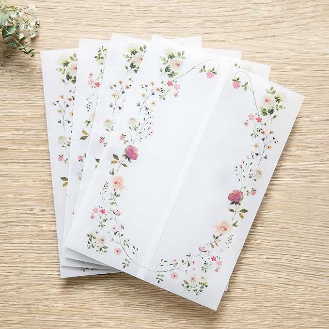 PONATIA 50PCS Vellum Jackets for 5x7 Invitation Cards- 135GSM Wild Flowers - Image 2