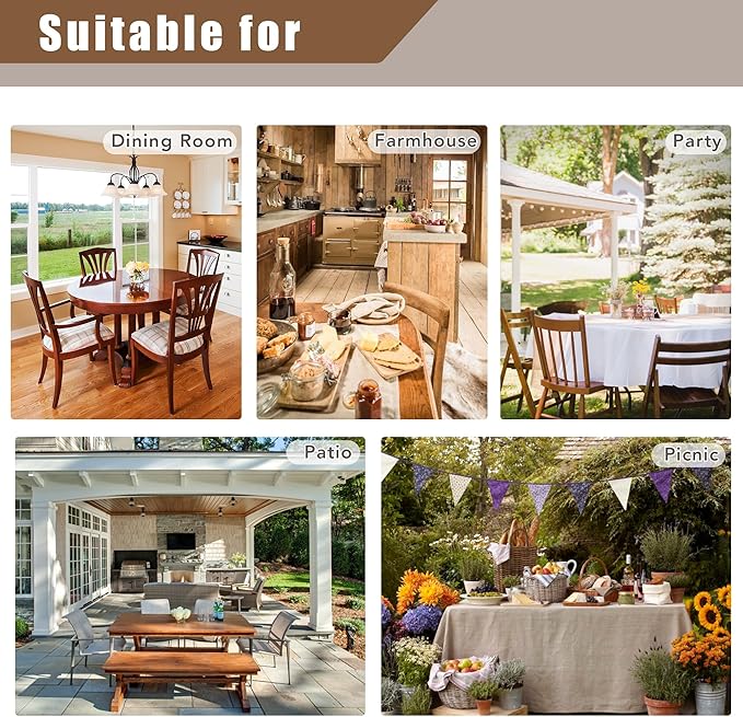 Fitable 2 Pack Faux Linen Fall Tablecloths, Wrinkle Proof Fabric Rectangle - Image 5