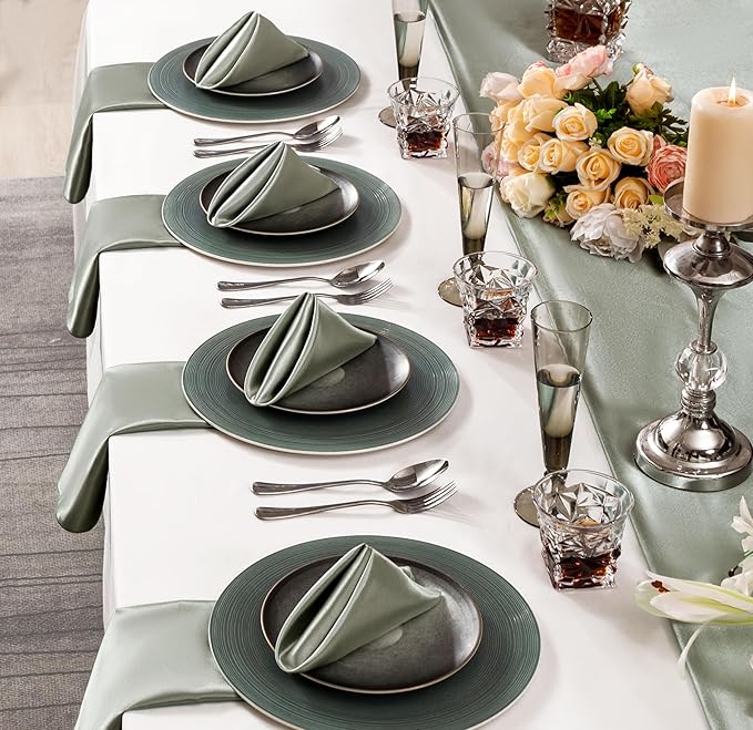 36 Pack Square Satin Dinner Napkins, 16x16 Inches Silky Soft Smooth Table Cloth - Image 2