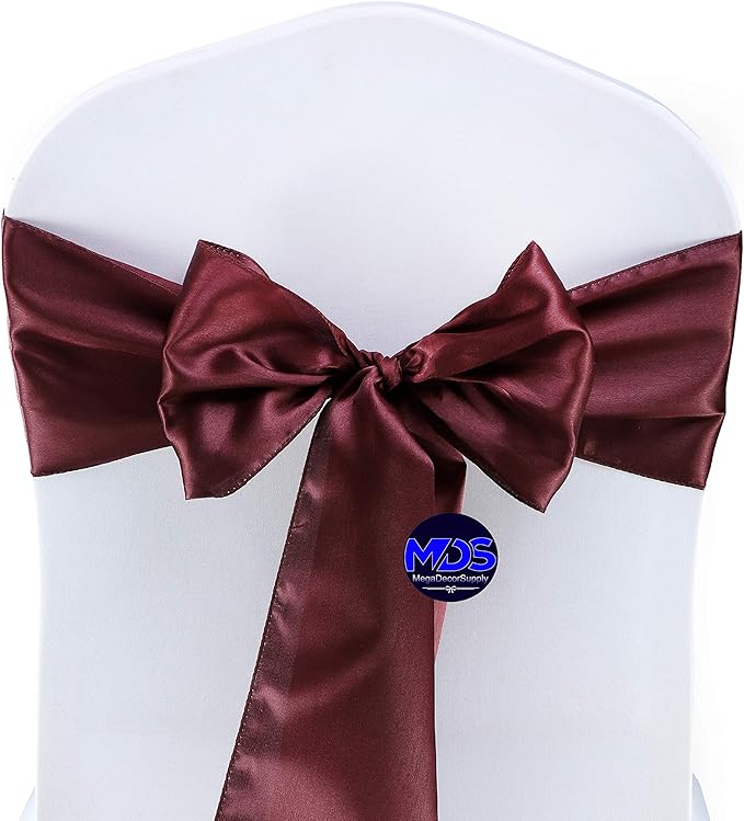 MDS Pack of 125 PCS Satin Chair Sashes Charmeuse Sateen Dining Chair Bows - Image 2