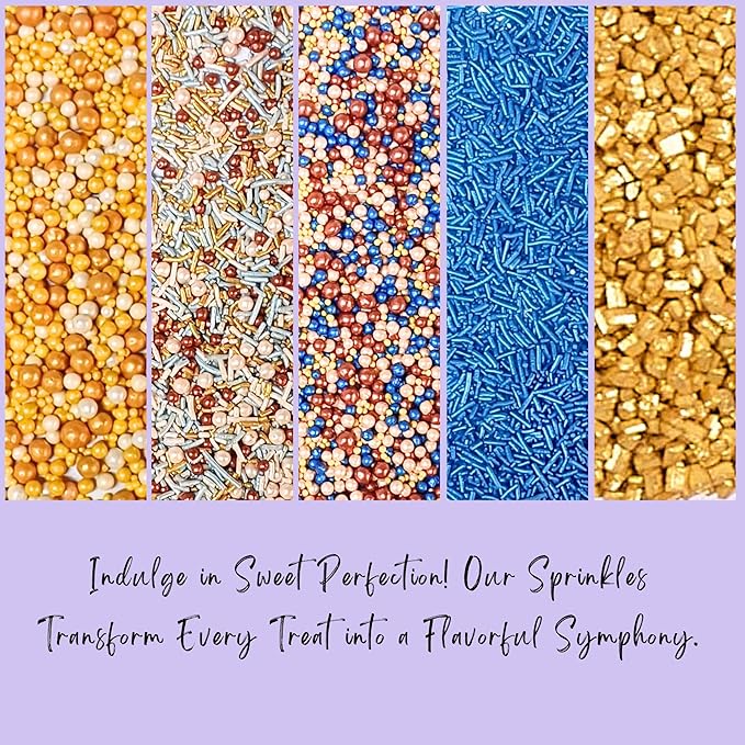 Confect Cake Decorating Sprinkles |Edible Pearl Sprinkles | Mix Gold White Blue - Image 6