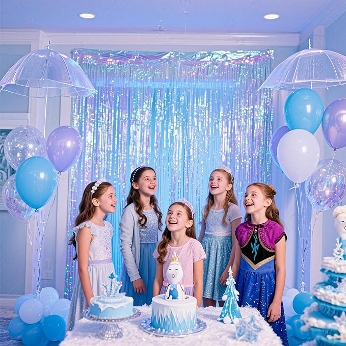 BTSD-home 4 Pack Iridescent Party Streamers Tinsel Foil Fringe Curtain - Image 6