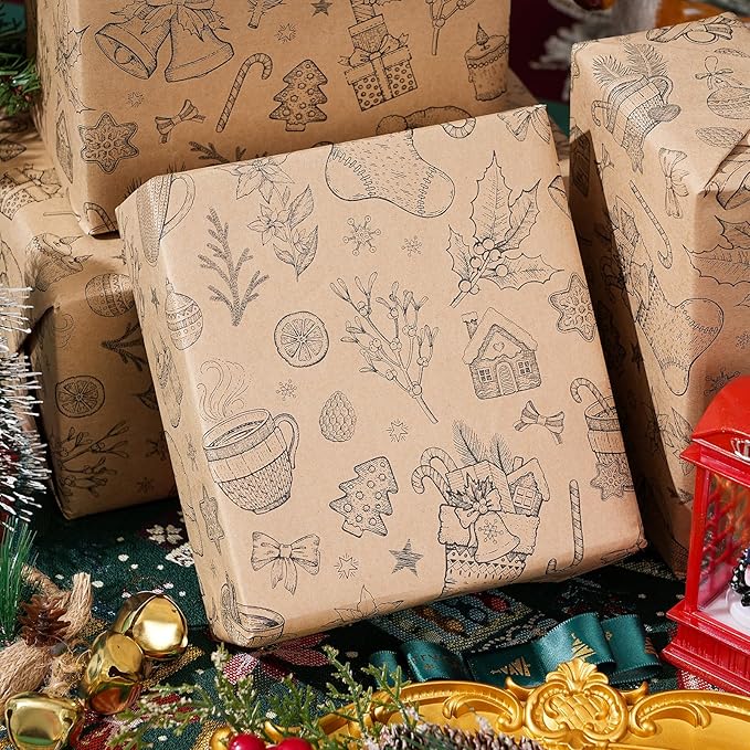 Ulmasinn Vintage Christmas Wrapping Paper Roll - Image 6