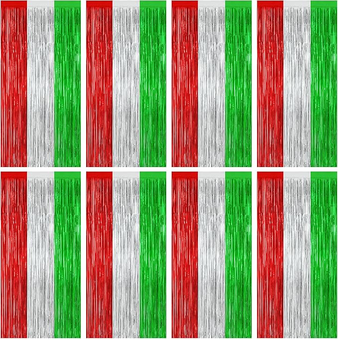 8 Pack Christmas Photo Backdrop, 3.28 FT x 7.05 FT Red Silver Green Party by ZATAYE