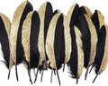 BABEYOND 42 Pcs 1920s Gatsby Gold Dipped Feather Natural Décor Glitter Feather by BABEYOND