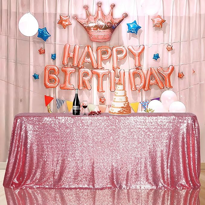 SquarePie Sequin Tablecloth 50 x 72 Inch Fuchsia Pink Sparkly Table Linen - Image 3