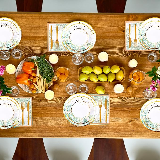 280 Pcs Greenery Plates and Napkins Party Supplies - Image 7