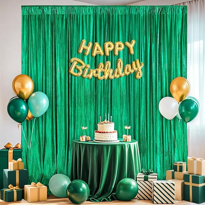 Emerald Green Backdrop Party Decorations: Backdrop Drapes Curtains 4.8FTx8FT - Image 2