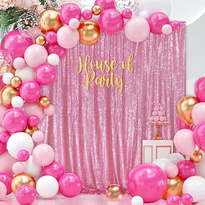 Sequin Backdrop 8ft x 8ft Blush Pink Glitter Backdrop Curtains Glitter - Image 2