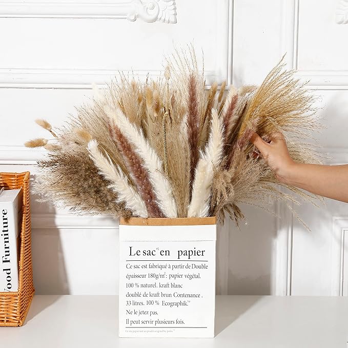 135Pcs Dried Pampas Grass Decor, Boho Home Decor, Mini Bunny Tails Dried Flowers - Image 5
