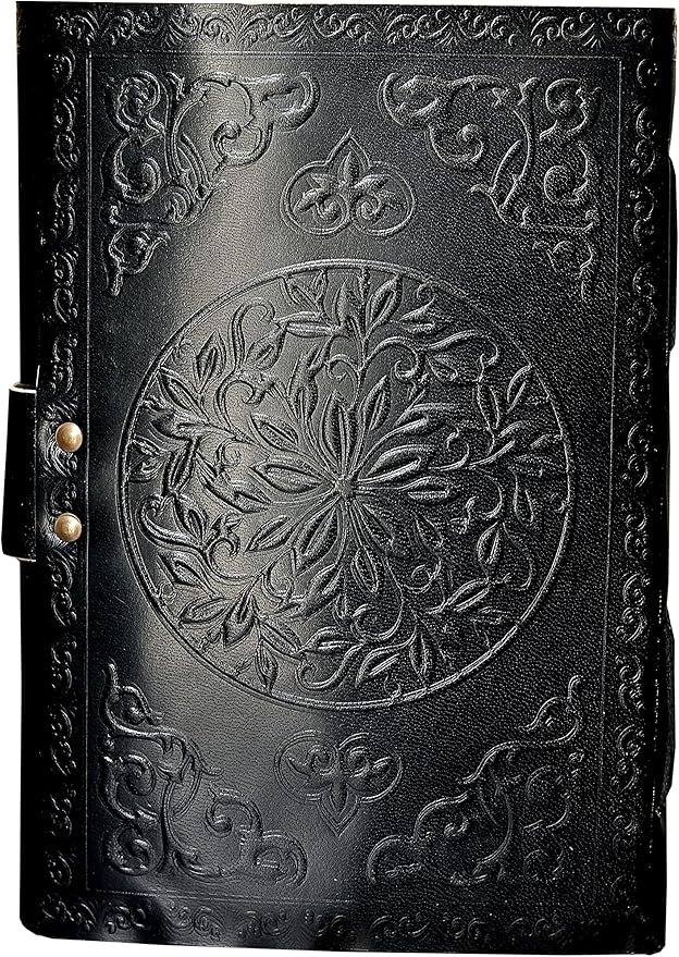 cuero 3 Moon Blue Lapiz Embossed Vintage Leather Journal - Image 3