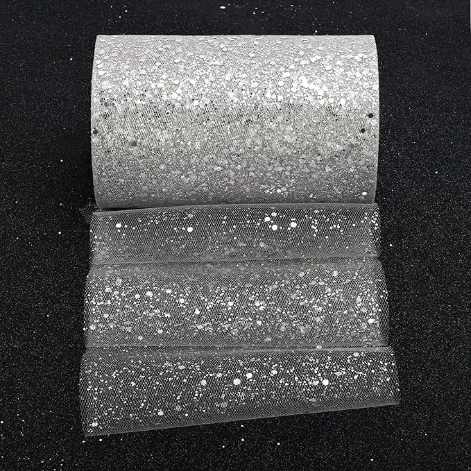 Glitter Tulle Rolls, 6” by 50 Yards Sparkling Tulle Spool Ribbon Sequin Tulle - Image 5