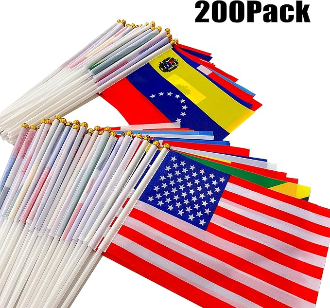 200 Countries International Stick Flags of the World Small Mini Hand Held Flags - Image 4