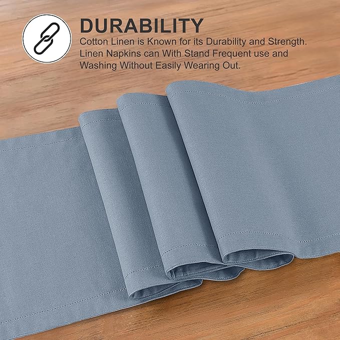 Ruvanti Linen Table Runner 120 Inches, Classic Hemstitch, Non-Slipping - Image 3