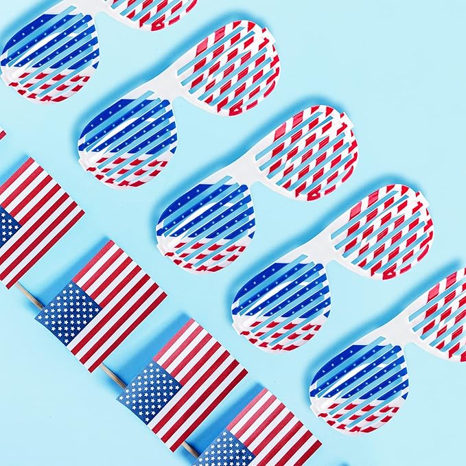 American Flag USA Patriotic Design Plastic Shutter Glasses Shades Sunglasses - Image 4