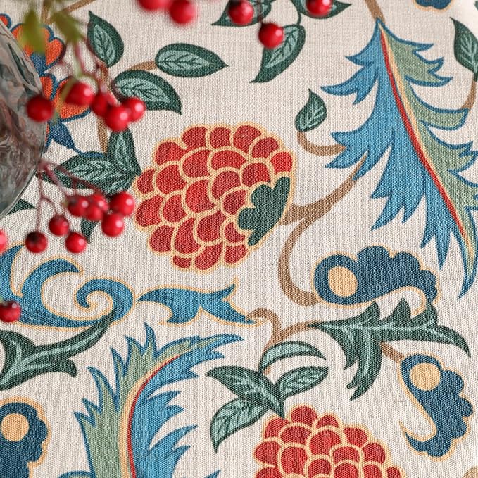 patdrea Designer Linen Round Table Cloth, Durable Breathable Floral Dacorative - Image 3