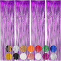 4 Pack Purple Foil Fringe Backdrop Curtains, Tinsel Streamers Birthday Party by Voircoloria