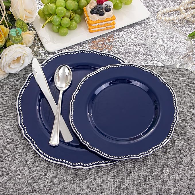 Hioasis 60pcs Blue Plastic Plates - Image 8