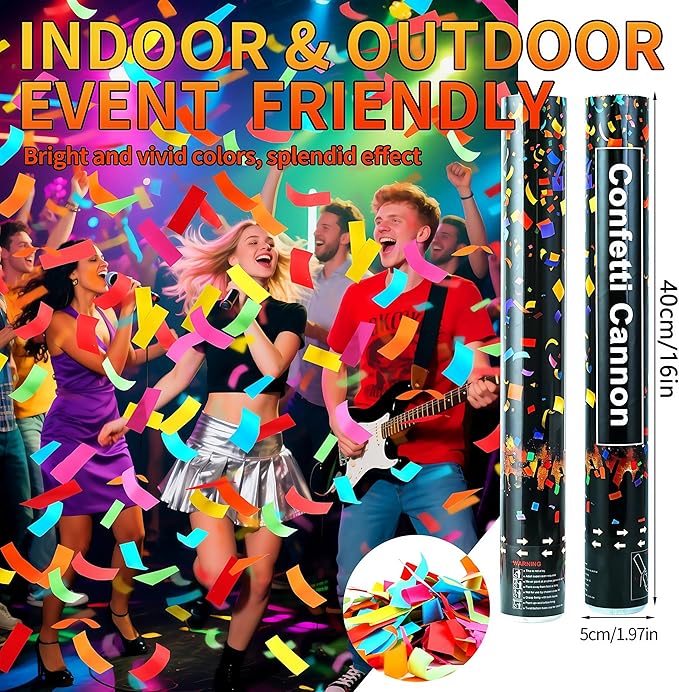 16in Biodegradable Confetti Poppers, Confetti Cannons Bulk - Image 3